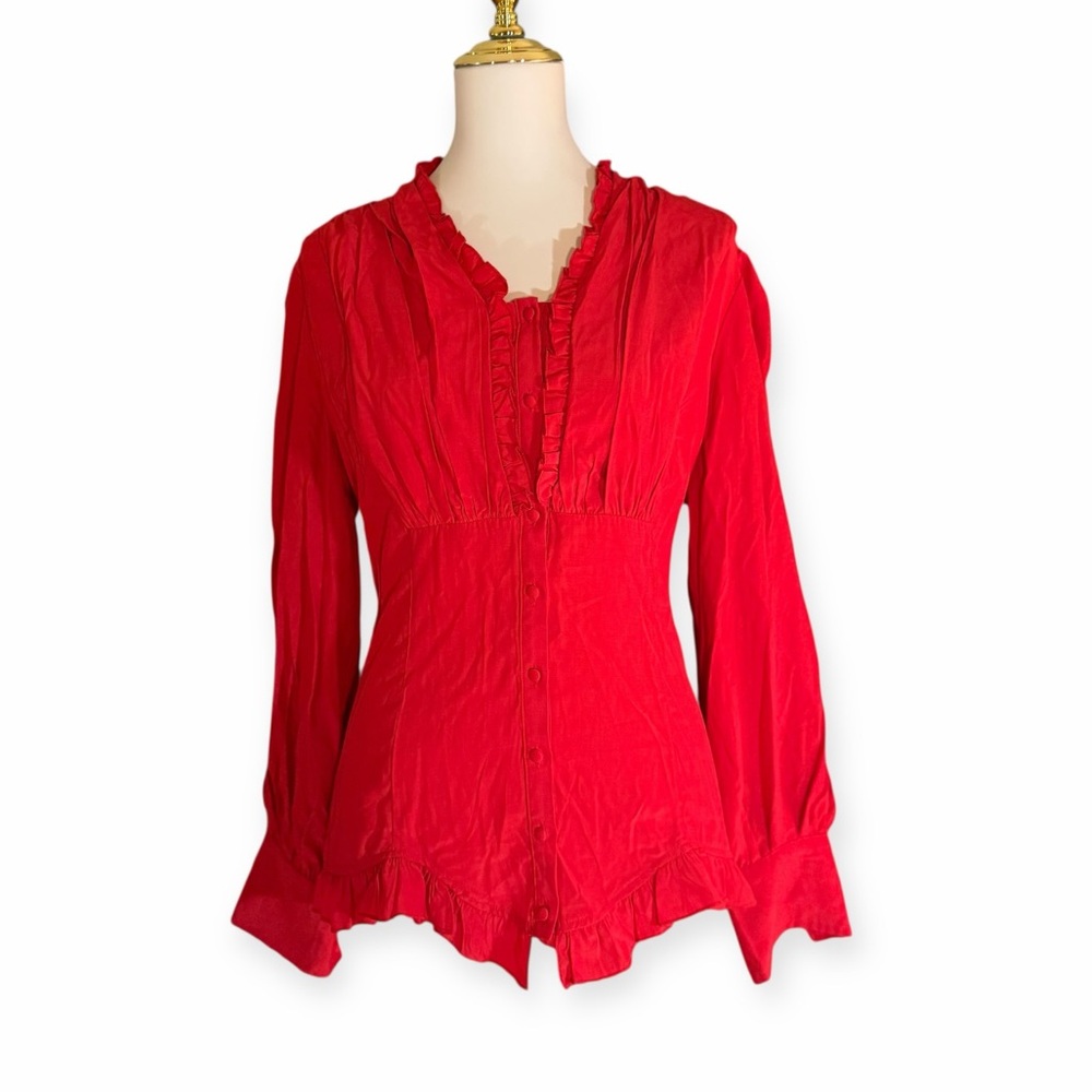 Scarlet Darkness Renaissance Peasant Top XL Corset Goth Ren Faire Milkmaid Red